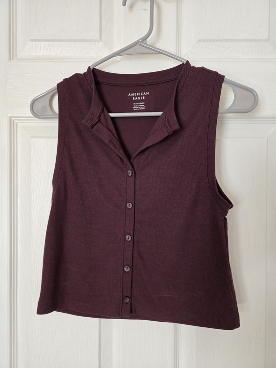 American Eagle Outfitters Tops - American Eagle Burgundy Sleeveless Button Front Size XS